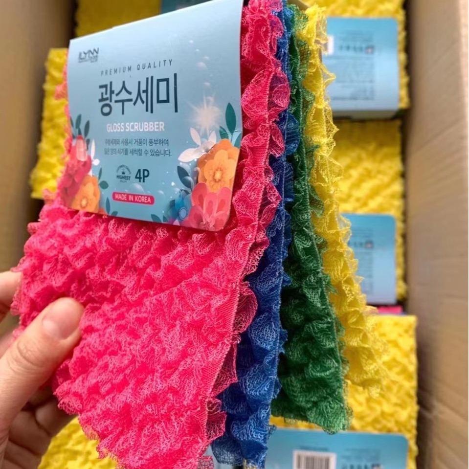 Koreanisch Importiert Haushalt Küche Reinigung Antihaftpfanne Ölfleck Geschirrspülbürste Scheuerschwamm 4er Pack Leichte Lappen