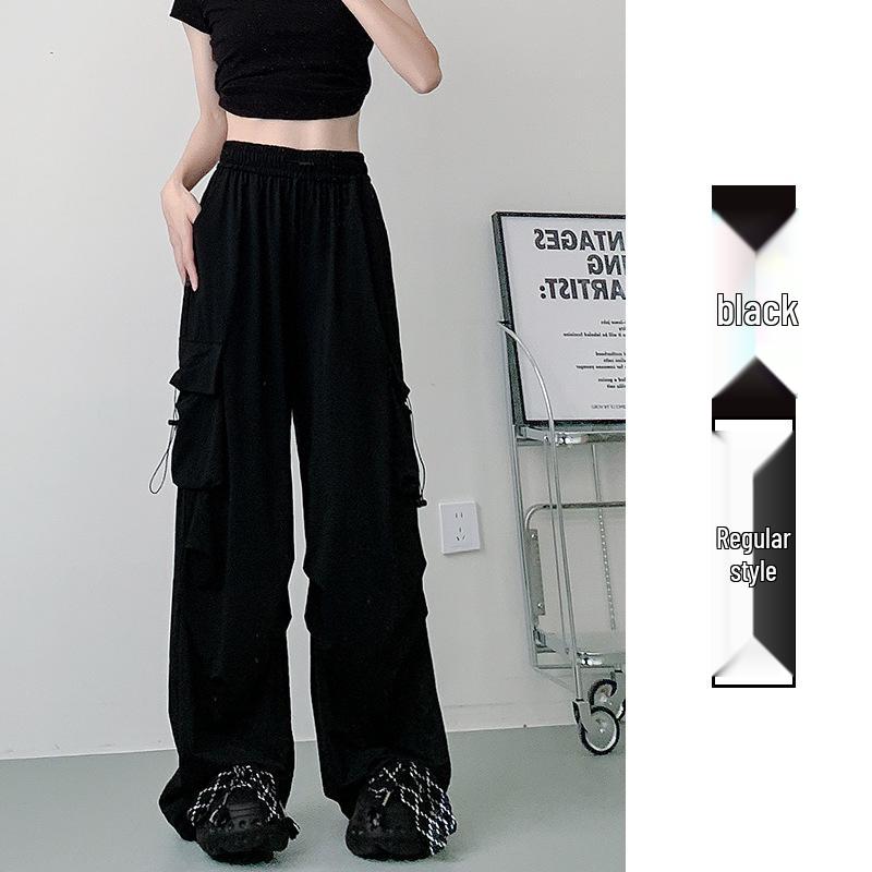 

Женские серые брюки карго с широкими штанинами и высокой посадкой - Коллекция весна/осень 2025 XXL чёрный