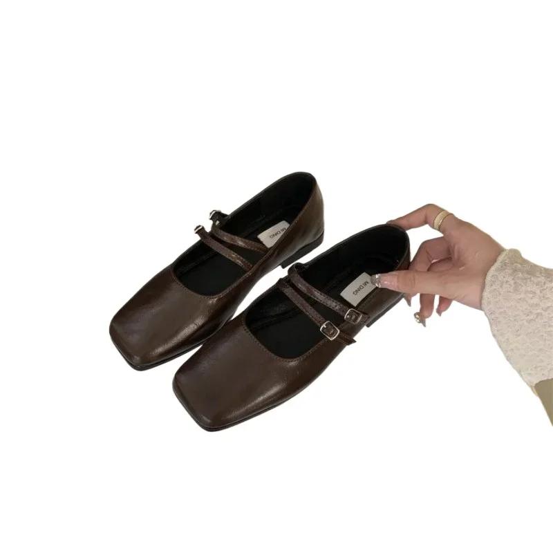 

Designer Spring Women Mary Jane Shoes Fashion Square Toe Ladies Comfort Soft Sole Flats Women s Comfort Shoes 35