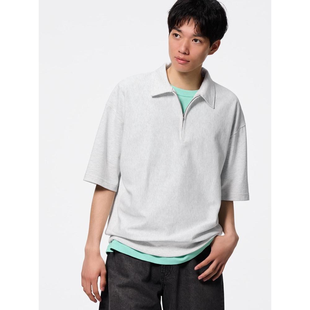 

Футболка свитшот с молнией до середины от Gu By UniQlo, с рукавом до локтя, Q 02 LIGHT GRAY/3XL