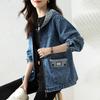Hooded Denim Jacket Short Jacket Women's Spring New Casual Large Size Loose and Thin Age-reducing Top