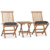 VidaXL Foldable Outdoor Dining Furniture with Cushion 3 Pcs Teak 3063213