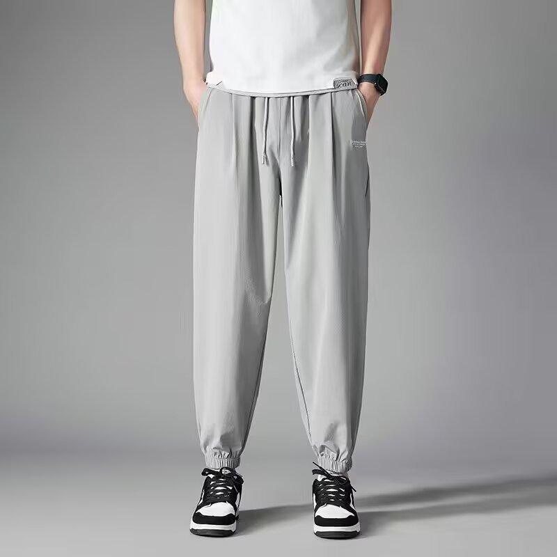 Shirt Less Clothing Summer Pants Men's High Street Tide Brand Design Sense Niche Nine-point Pants Tied Feet Casual Trousers