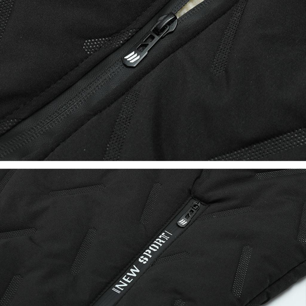 Men's Solid Color Casual Cotton Warm Long-sleeved Jacket Men's Graphene Zipper Cotton Jacket NEW SPORT Pocket Label