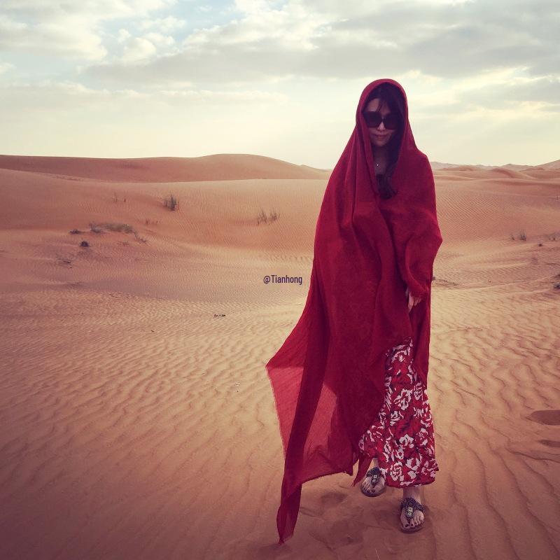 Dunhuang Desert Shawl - Qinghai Chaka Salt Lake Ethnic Scarf for Women, Cotton Linen Silk Blend