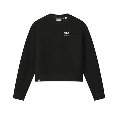Original Simples Personalidade Moda Tendência Retrô Esportivo Casual Moletom Pulôver Gola Redonda Curto Mulheres moletom Preto F11W549203FBK