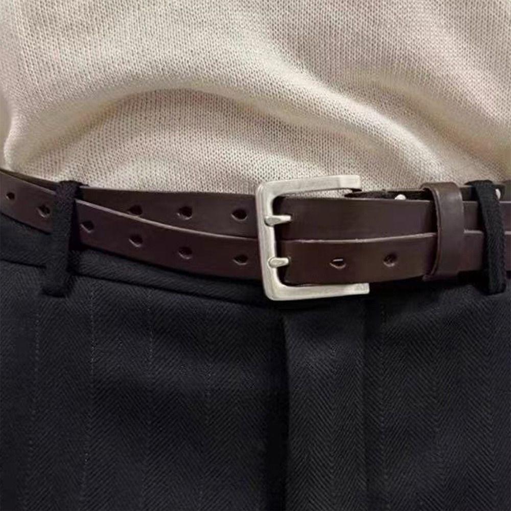 Y2K Leather Belt Personalized Waist Chain Jeans Pants Decor Hiphop Jeans Belt