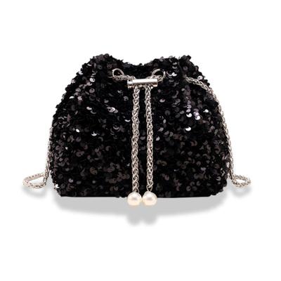 [Sanhachi Shoten] Sequin and Beaded Party Bag for Women, Small Drawstring Shoulder Bag, Perfect for Weddings, Receptions, and Special Occasions. Cute