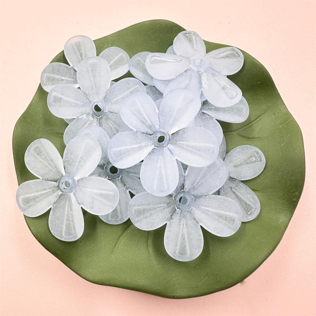 50Pcs Receptacle Frosted Semi Transparent 28.5mm DIY Making Handmade Material 5 Petals Flower DIY Earring Hair Jewelry Accessories