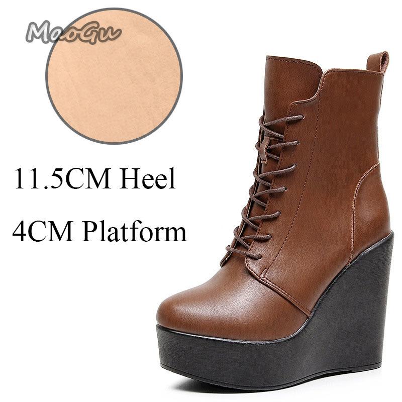 2026 Damskie Czarne Koturny Platforma Botki na Kostkę Zamek Boczny Gruba Obcas Botas Wiosna Jesień Moda Damskie Buty Rozmiar 33-43 Botines