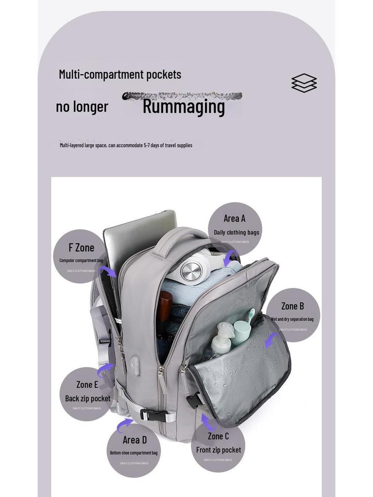 Unisex Expandable Travel Backpack with Large Capacity and Laptop Compartment