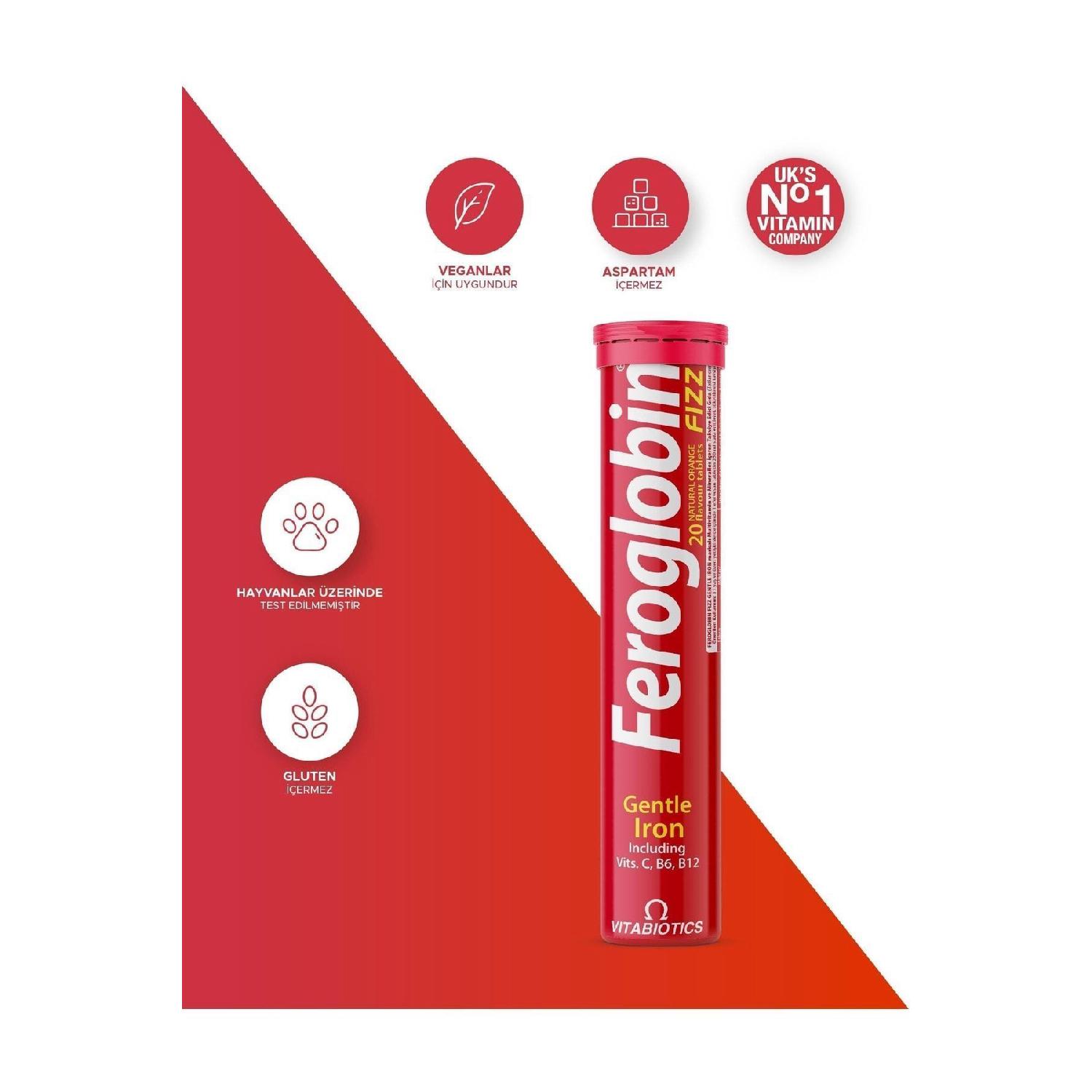 

Feroglobin Fzz Iron (gentle Iron), Vitamin C, Folic Acid, Zinc, Copper 20 Effervesan Tablet.