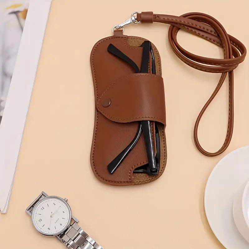 Retro Glasses Storage Bag Can Be Hung Around The Neck for Travel Sunglasses Glasses Case with Detachable Shoulder Strap To Prevent Lost Glasses Case