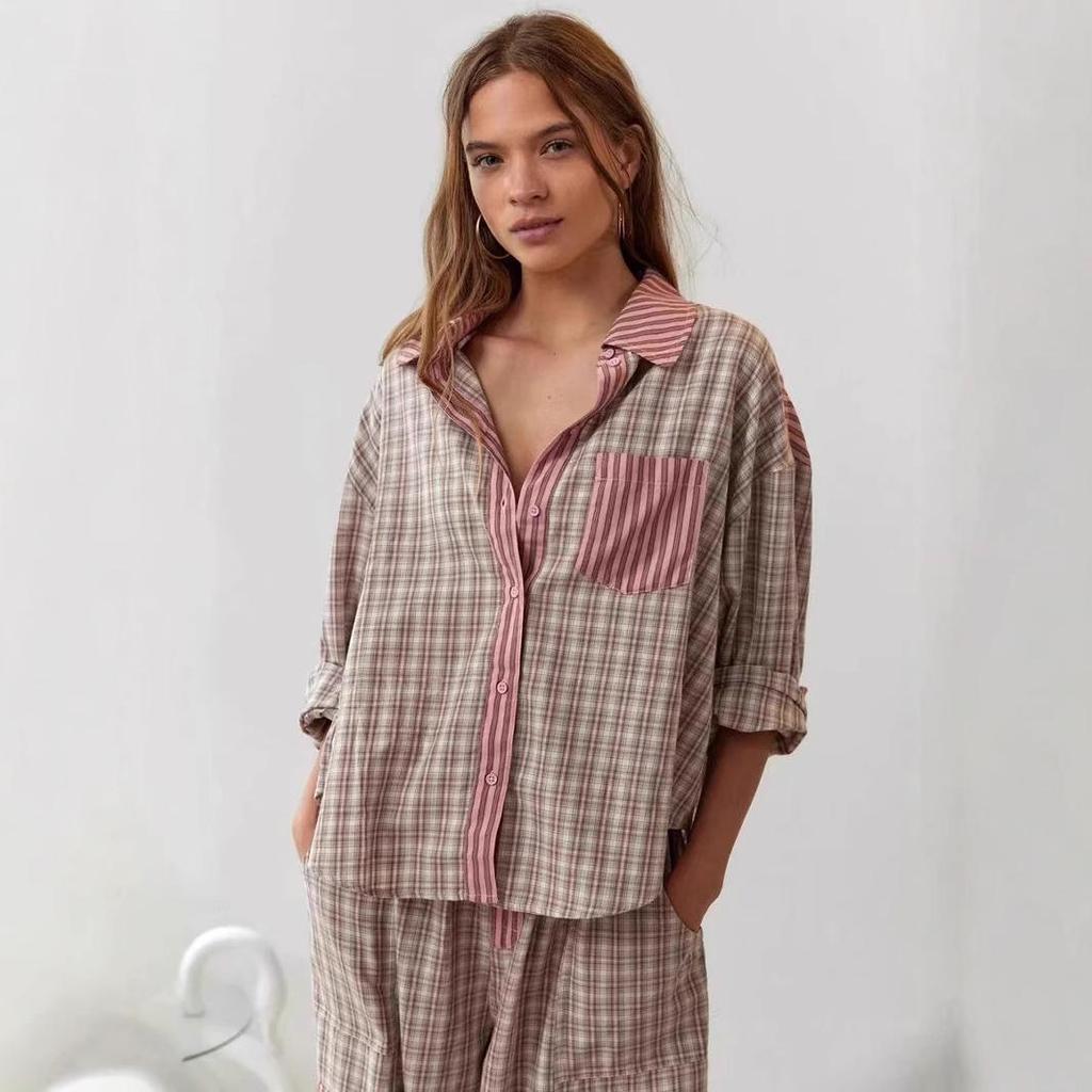 Women's Plaid Long Sleeve Pajama Set - 2025 Autumn Collection