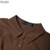 ZANZEA Damen Umlegekragen Langarm Casual Long Shirt Kleid