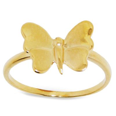 Gold Plated Ring 'Butterflies' Golden - 13x10 Mm