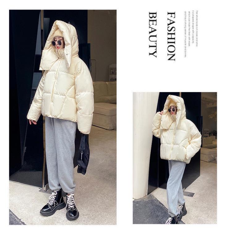 Damen College-Stil Baumwollgepolsterte Jacke - Herbst/Winter Kollektion 2025. Kurze, lockere, dicke Oberbekleidung in Bonbonfarben.