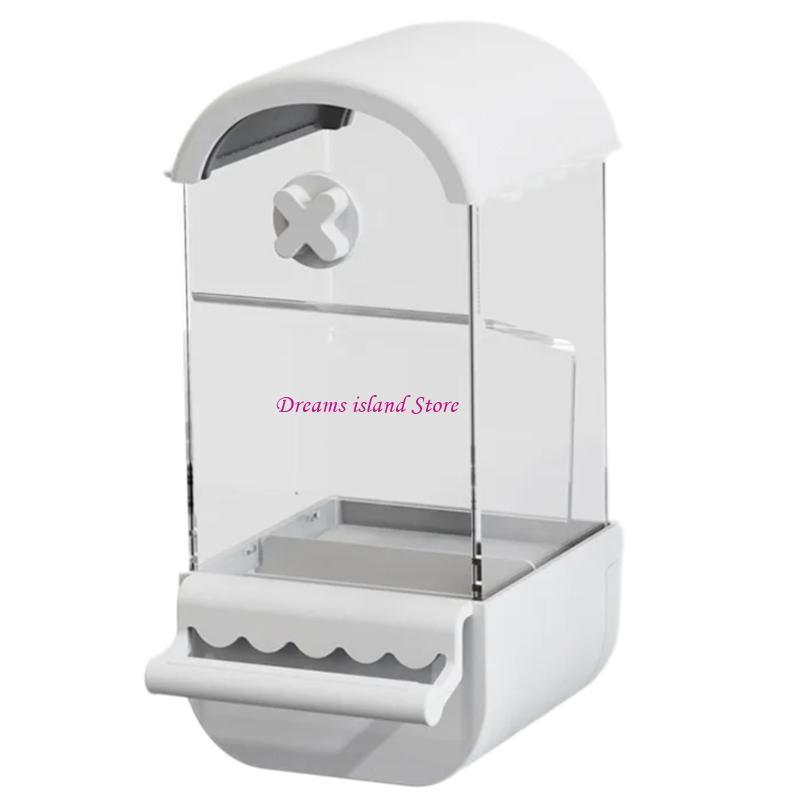 Automatic Bird Feeders Screw on Cage for Indoor Bird Feeders Transparent Visiable Large Capacity Bird Feeding Tool HX6C