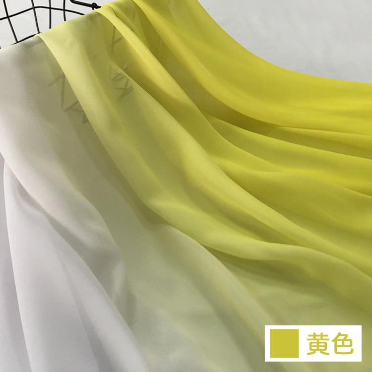 Gradient Chiffon Fabric By The Meter For Clothes Skirts Dresses Sewing Black White Blue Summer Cloth Thin Drape Transition Color