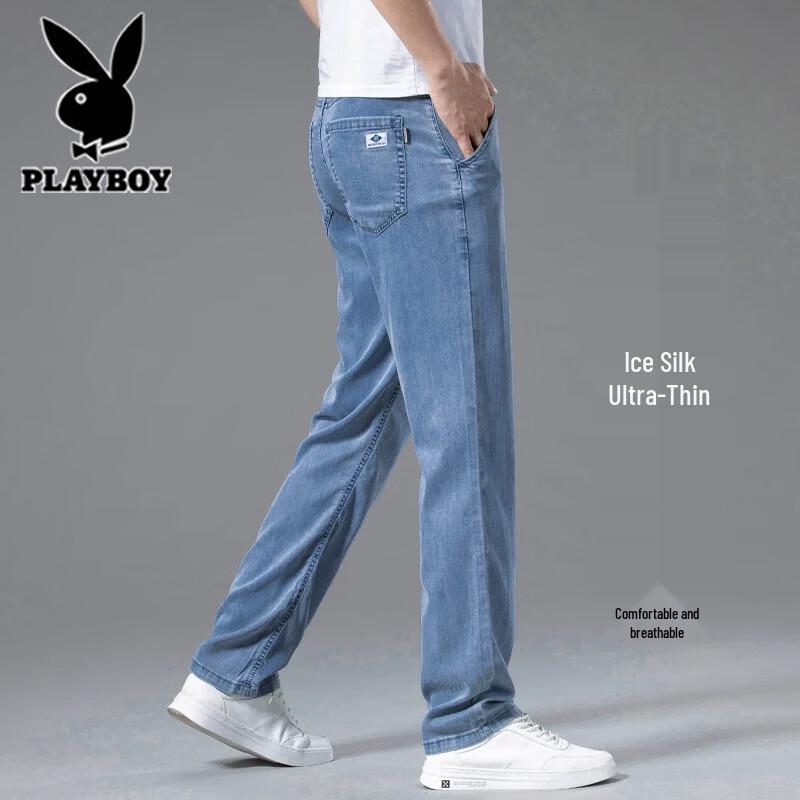 Playboy Men s Breathable Loose Straight Tencel Jeans 31 светло-синий