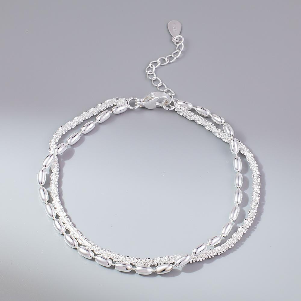 925 Silver Beaded Bracelet for Women Men Adjustable Handmade Ball Chain Jewelry Elegant Minimalist Party Wedding Gift