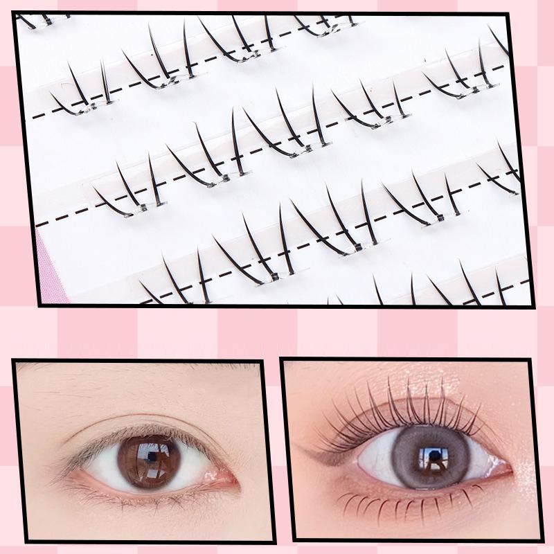 Selbstklebende Klebstofffreie W-förmige Untere Falsche Wimpern DIY Manga-Augen-Effekt Natürlich Dick Segmentiert Untere Wimpernverlängerung 6 mm