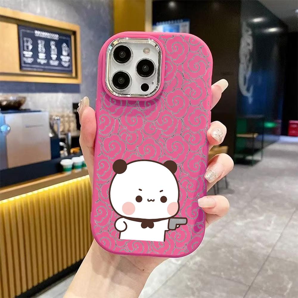 Phone Case: 2D Flat Design Suitable for iPhone 18 17 16 15 14 13 Pro Protective Case, Couple Style, Round-faced Panda, Christmas and Halloween Gift