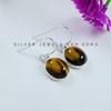 Tiger Eye Earring, 925 Sterling Silver Bezel Earring, Birthday Gift, Light Weight Earring, Oval Gemstone Earring, Handmade Earring