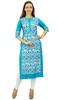 Phagun Women's Designer Straight Black Kurta 3 4 Sleeve Printed Casual