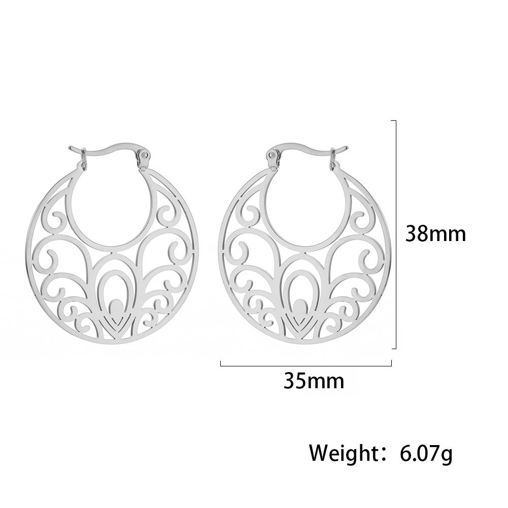Cazador Vintage Filigree Hoop Earrings for Women Flower Tree Lotus Stainless Steel Jewelry Wedding Birthday Mother Gifts 2025