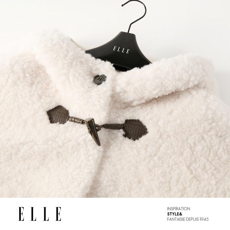 ELLE Women's Plush 100% Wool Hooded Toggle Coat