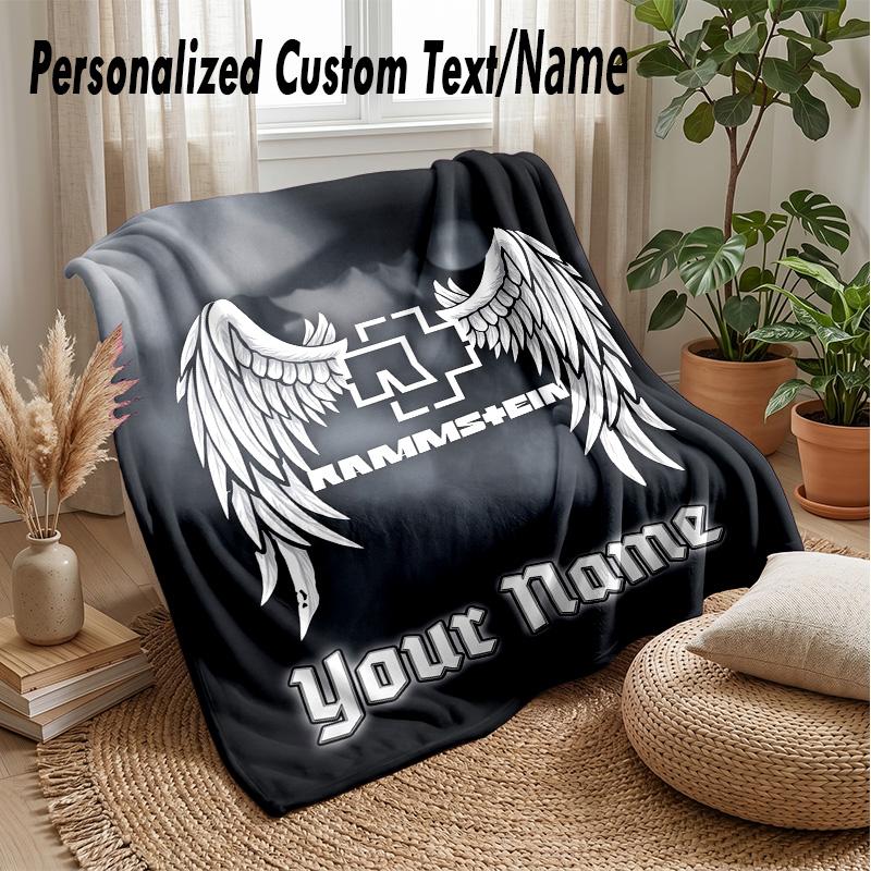 Rammstein Custom Flannel Throw Blanket Print Your Name Text Soft Warm Blanket Holiday Present