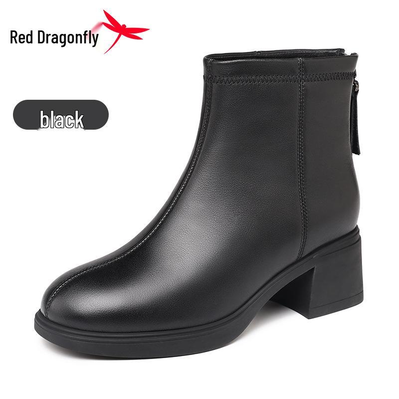 Женские кожаные зимние ботильоны на высоком каблуке Red Dragonfly 37 чёрный