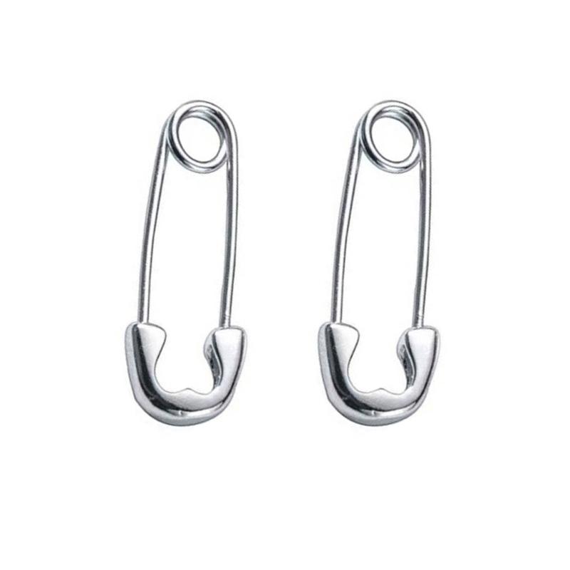 

Y2K EMOTIONAL Fashion Silver Safety Pin Student Earrings Old 90s Outsider Rock Jewelry For Women Men Unisex Mixture Accessories