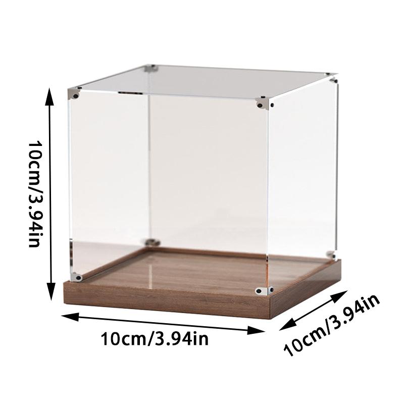 Wooden Bottom Storage Box Window Acrylic Toy Gundam Building Block Box Glue-Free Dust Cover