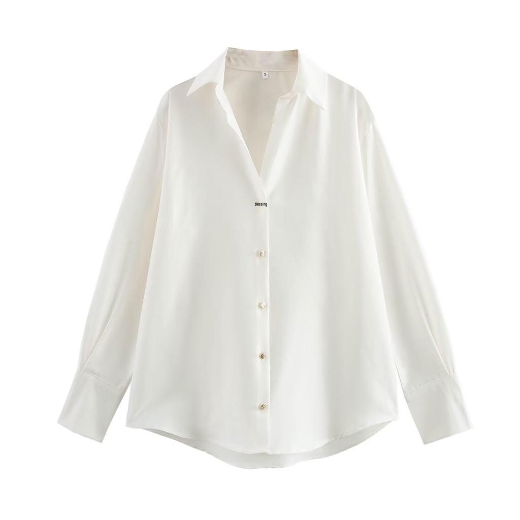 TAOP&ZA Spring Women's Elegant Silk Satin Shirt 2074580