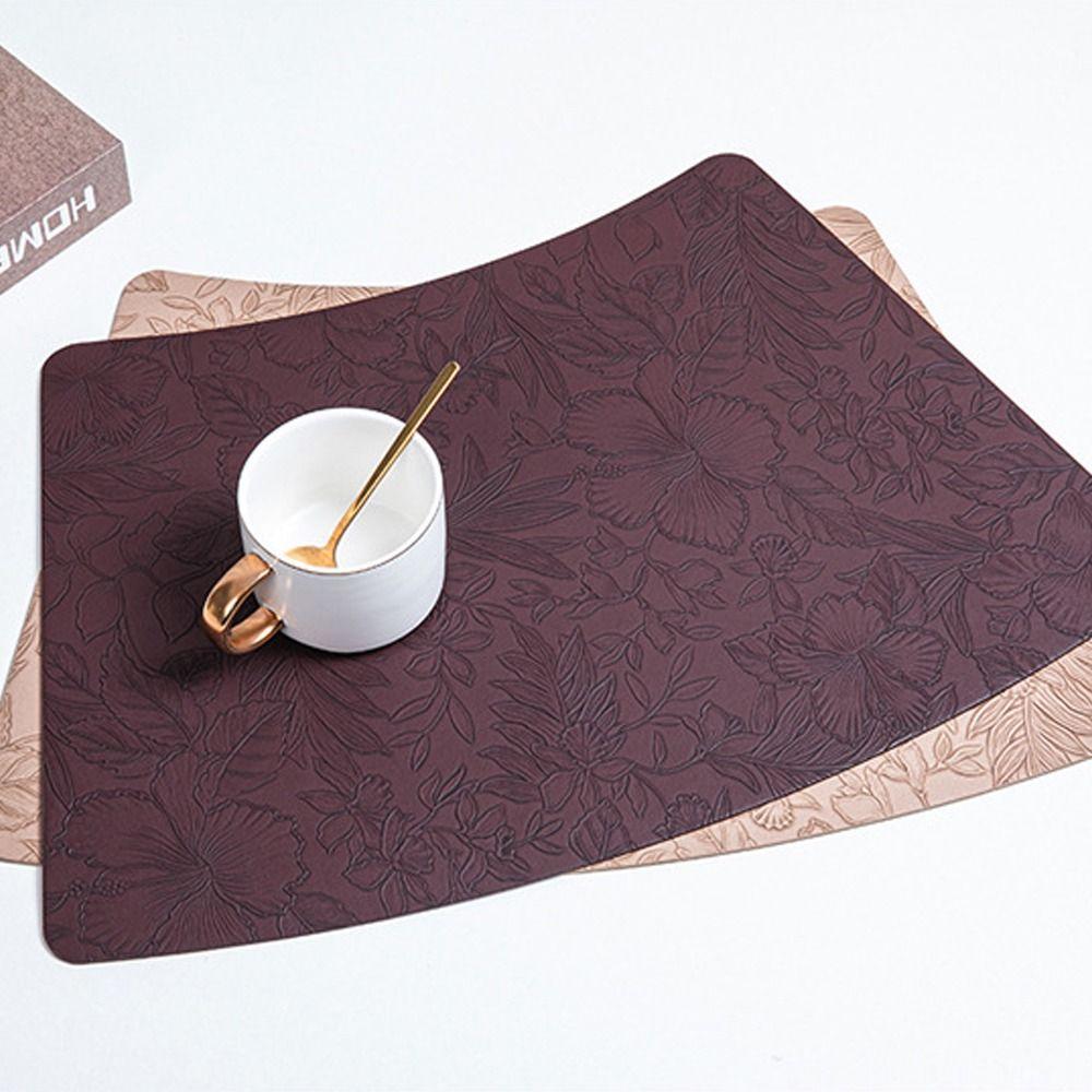 PU Leather Placemats Fanshaped Table Protective Pads Durable Dining Table Place Mats  Hotel