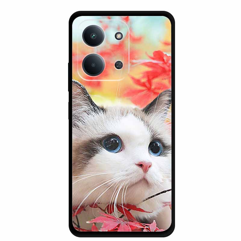 Case For Xiaomi Redmi 15C 5G European Colorful Flower Black Soft Silicone TPU Phone Case For Redmi 15C 4G Shell ProtectionBumper