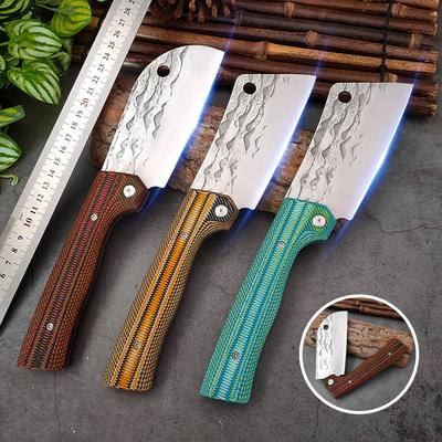Folding Knife Meat Cleaver Chop Vegetables 5Cr15mov Kitchen Knife G10 Handle Butcher Boning Knife Hand Forged Blade Chef Knife