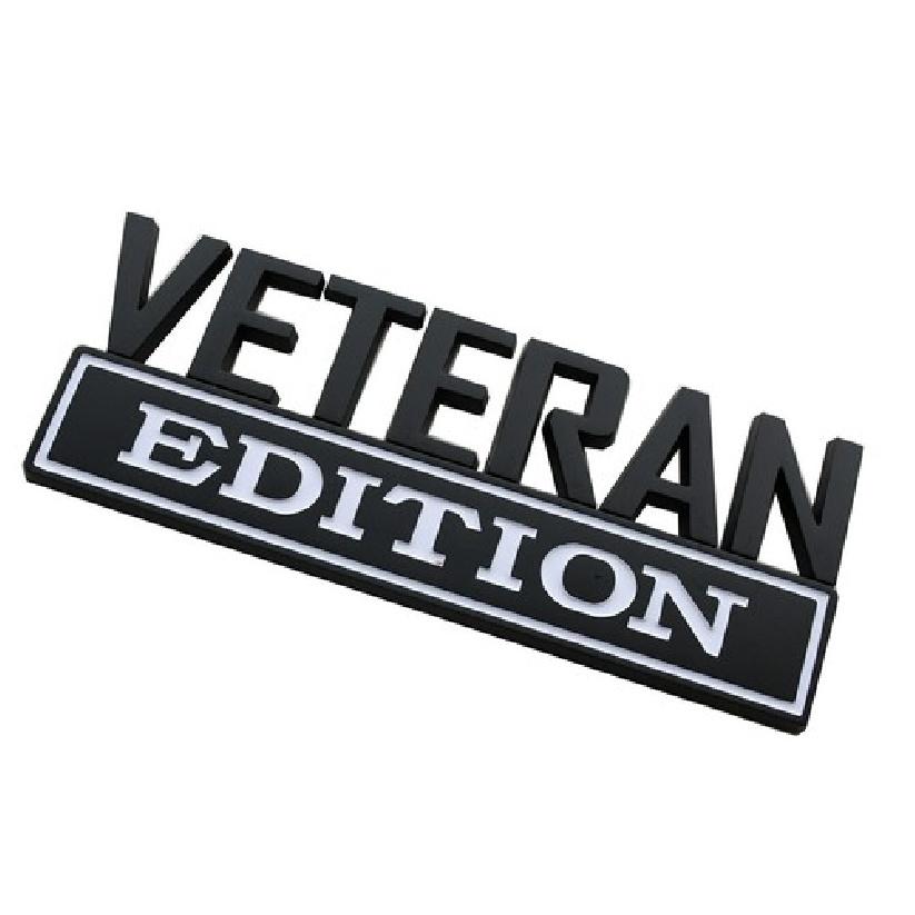 1x VETERAN Edition Decals Car Sticker 3D Raised Letter Emblem Black White