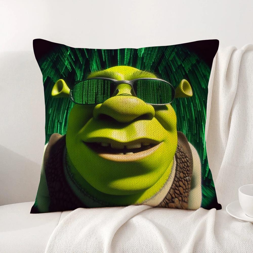 Funny Cartoon S-Shreks Pillow Case Natural Linen Organic Fabric Double-Sided Printing Breathable Perfect For Home Decor