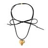 Novel Simple Gold and Silver Love Pendant All-matched Clavicle Chain Adjustable Black Draw Rope Cold Wind Necklace