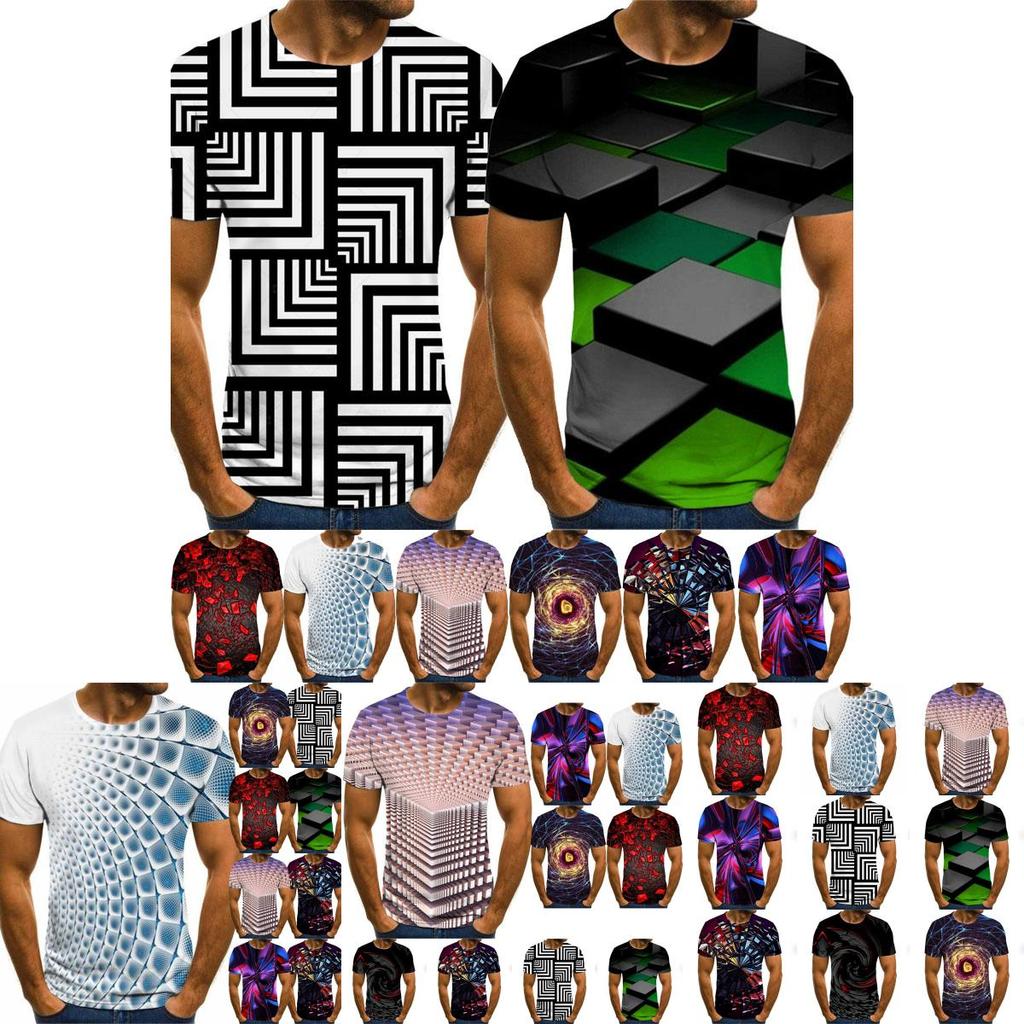 Men 3d Vortex Psychedelic Printed T-shirts Soft Breathable Short Sleeve Tee Tops