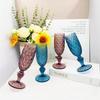 Vintage Embossed Colored Glass Goblet – Luxury Thickened Bubble Wine Glass