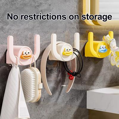 4Pcs Self-Adhesive Towel Hooks Cartoon Shape Slipper Rack Hanger Punching Free Small Item Hanging Hook