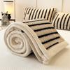 Fluffy Soft Plush Blanket for Winter Warm Thick Fleece Blanket with Geometric Striped Design Throws Blanket for Sofa Bed Bedroom