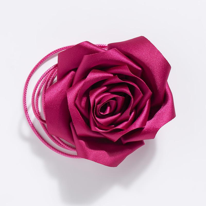 New Women's Fashionable Large Flower Cloth Rose Knotted Decorative Necklace Exquisite Personalized Handmade Atmospheric Waist Rope