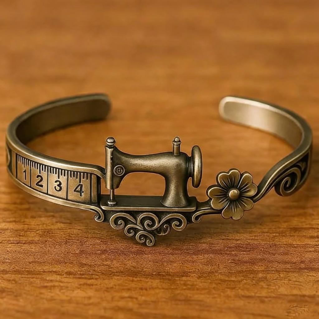 Stylish Alloy Sewing Machine Charm Bracelet Adjustable Size For Craft Enthusiasts And Fashionistas