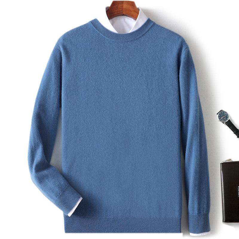 New Semi-turtleneck Cashmere Sweater Men's Thickened Sweater Solid Color Long-sleeved Wool Knitting