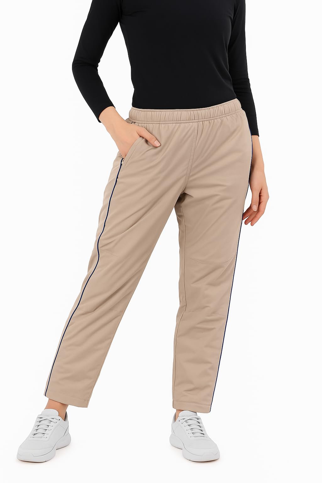 

Ветровка Onion Cross Shaka Shaka Длинная Теплая и Удобная для Улицы и Доступна в Больших Размерах Женские Брюки, Брюки на Флисовой Подкладке, Зима, бежевый